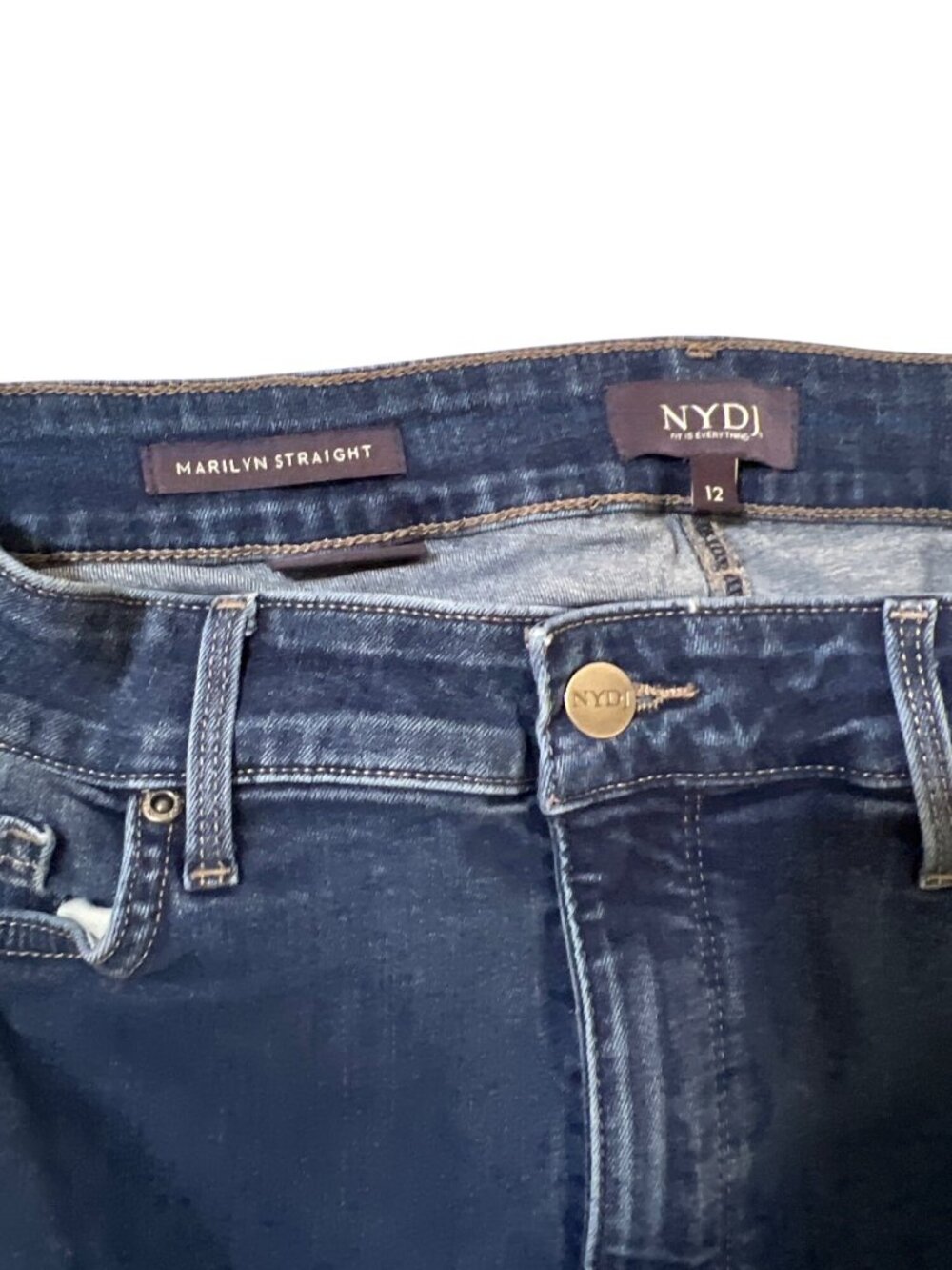 NYDJ Marilyn straight jeans size 12 blue denim - Picture 8 of 9